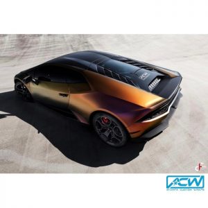 Lamborghini wrapped in Avery ColorFlow Satin Rising Sun Red/Gold shade shifting vinyl