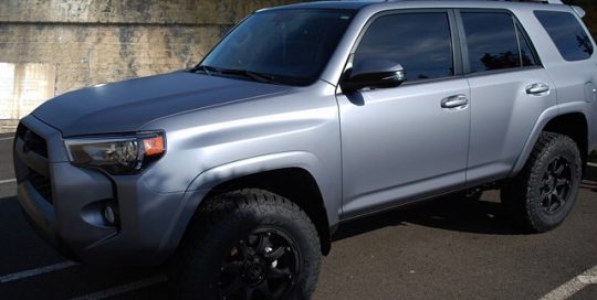 Toyota wrapped in Matte Silver vinyl
