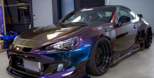 Toyota wrapped in ColorFlip Gloss Deep Space Blue/Bronze/Purple shade shifting vinyl