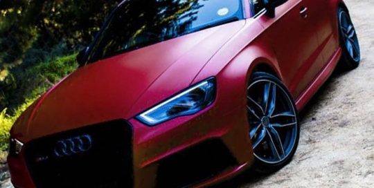 Audi wrapped in 1080 Matte Red Metallic vinyl