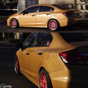 Honda wrapped in Avery SW Metallic Diamond Amber vinyl