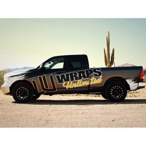 RAM truck wrapped in Avery SW Matte Charcoal Metallic, 3M 1080 Gloss White, Matte Black and Gloss Sunflower Yellow vinyls