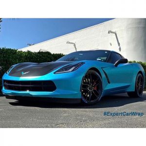 Chevrolet Corvette wrapped in 1080 Satin Ocean Shimmer and Satin Black vinyls