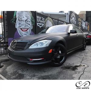 Mercedes Benz wrapped in Matte Deep Black vinyl