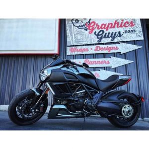 Ducati wrapped in Avery SW Black Chrome vinyl