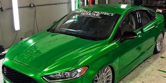 Ford wrapped in Arlon 2600LX Green Chrome vinyl