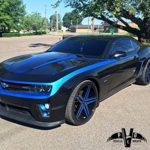 Chevrolet wrapped in Avery SW Gloss Black and 3M 1080 Matte Blue Metallic vinyl