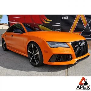 Audi rs7 wrapped in Avery's new SW Satin Orange vinyl