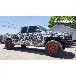 GMC wrapped in custom printed 3M IJ180Cv3 vinyl