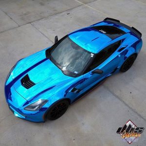 Chevrolet wrapped in Avery SW Blue Chrome vinyl