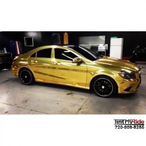 Mercedes Benz wrapped in Avery SW Gold Chrome vinyl