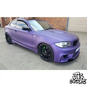 BMW wrapped in Avery SW Matte Purple vinyl