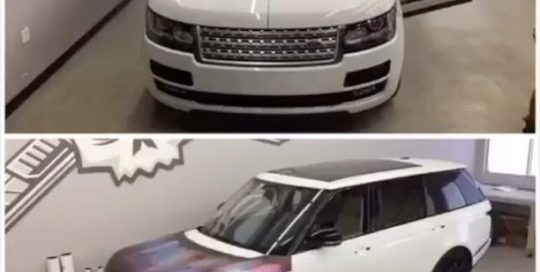 Range Rover wrapped in custom printed Orafol 3651 Clear with 3M 8915 Overlaminate over Avery SW Silver Chrome vinyl