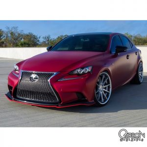 Lexus wrapped in Satin Vampire Red vinyl