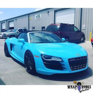 Audi wrapped in Gloss Sky Blue vinyl