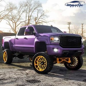 GMC wrapped in Avery SW Matte Purple Metallic vinyl