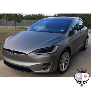 Tesla wrapped in 1080 Matte Gray Aluminum vinyl