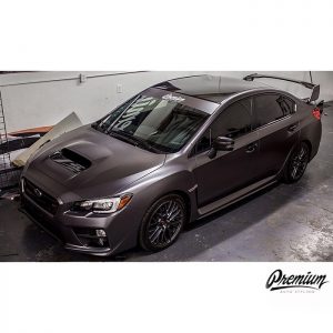 Subaru wrapped in 1080 Satin Dark Gray vinyl