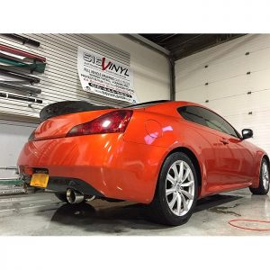 Infiniti wrapped in Gloss Fiery Orange vinyl