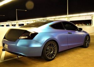 Honda wrapped in ColorFlip Satin Glacier Frost Blue/Purple shade shifting vinyl