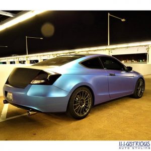 Honda wrapped in ColorFlip Satin Glacier Frost Blue/Purple shade shifting vinyl