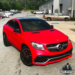 Mercedes Benz wrapped in Avery SW Matte Cherry Metallic vinyl