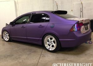 Honda Civic wrapped in Matte Purple Metallic Vinyl