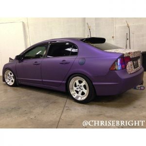 Honda Civic wrapped in Matte Purple Metallic Vinyl