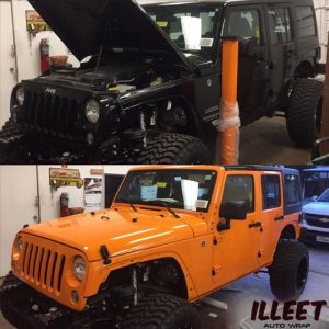 Jeep wrapped in 1080 Gloss Bright Orange vinyl