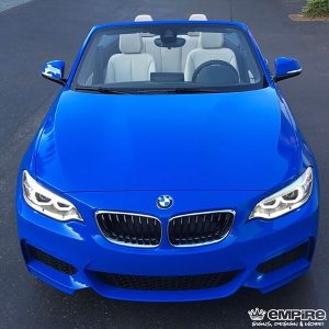 BMW 240i wrapped in Avery SW Gloss Blue vinyl