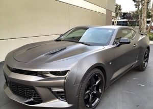 Chevrolet Camaro wrapped in 1080 Satin Dark Gray vinyl