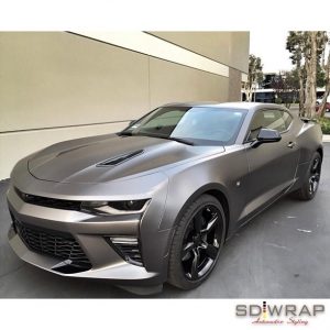 Chevrolet Camaro wrapped in 1080 Satin Dark Gray vinyl