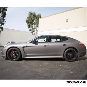 Porsche wrapped in Avery SW Matte Charcoal Metallic vinyl