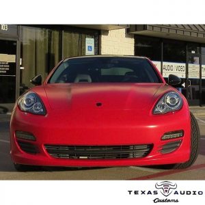 Porsche wrapped in Avery SW Satin Carmine Red vinyl