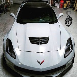 Chevrolet Corvette wrapped in Orafol 970RA Gloss Telegrey vinyl