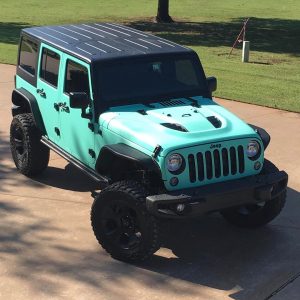 Jeep wrapped in Avery SW Matte Vintage Green a.k.a. tiffanyblue vinyl