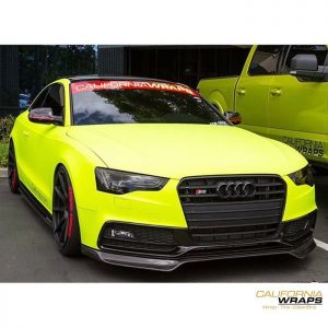 Audi s5 wrapped in Arlon Matte Fluorescent Hi Liter Yellow vinyl