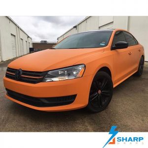 Volkswagen wrapped in Avery SW Matte Orange vinyl