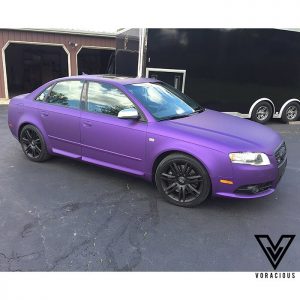 Audi wrapped in Avery SW Matte Purple Metallic vinyl