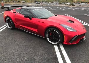 Chevrolet wrapped in Red Chrome vinyl