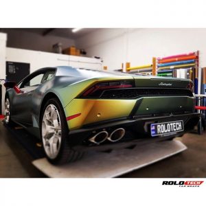 Lamborghini wrapped in Avery ColorFlow Satin Fresh Spring Gold/Silver shade shifting vinyl