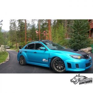 Subaru wrapped in Satin Ocean Shimmer vinyl