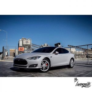 Tesla wrapped in Avery's new SW Satin Grey vinyl