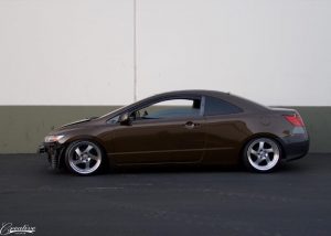 Honda Civic wrapped in Orafol 970RA Gloss Orient Brown Metallic vinyl