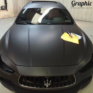 Maserati wrapped in 1080 Matte Deep Black vinyl