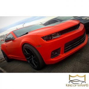 Chevrolet Camaro wrapped in Matte Red vinyl