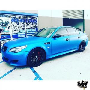 BMW wrapped in 1080 Matte Blue Metallic vinyl