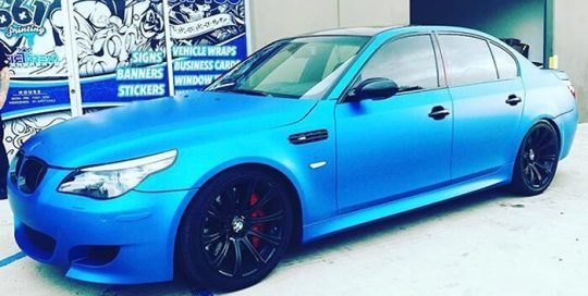 BMW wrapped in 1080 Matte Blue Metallic vinyl