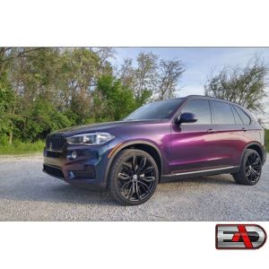 BMW wrapped in ColorFlip Deep Space Blue/Bronze/Purple shade shifting vinyl