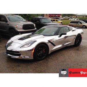 Chevrolet Corvette wrapped in Avery SW Silver Chrome vinyl